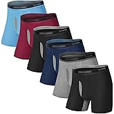 IGOLUMON Men's Underwear Bamboo Rayon Breathable Boxer Briefs with Fly Moisture-Wicking Lightweight Underwear, 6 pack