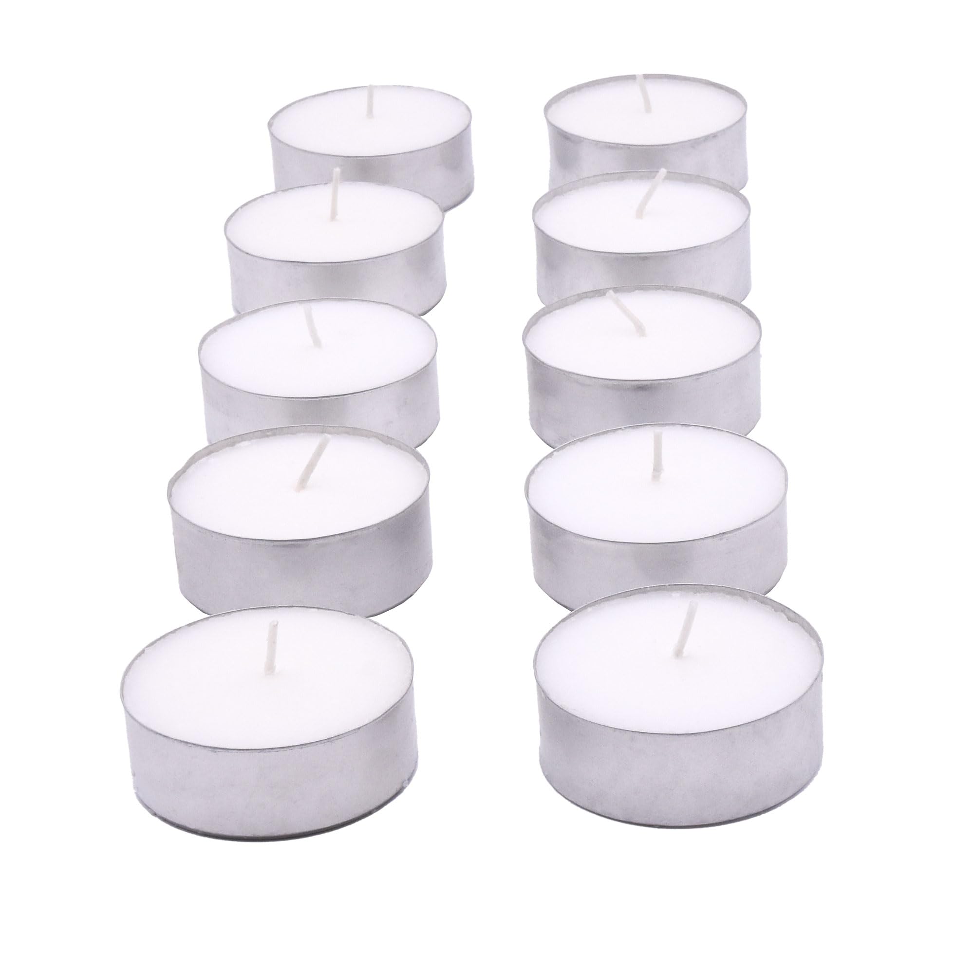Glo-Wax Giant Tea Lights 50 Pack – Extra Large Unscented Long Burning Tealight Candles for Home & Outdoor Ambience, 10-Hour Maxi Candles – White Wax Set for Decor, Events & Relaxation