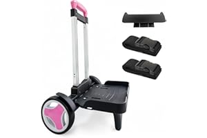 HAPBOBY Backpack Trolley Cart with Stair-Climbing Wheels – Foldable Aluminum Frame, Adjustable Handle and 77 lbs Capacity – Quiet Large Wheels with Edge Guard – Pink – Fits Travel Bags, Book Bags, Shopping