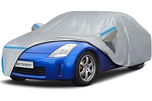 BETERNY Car Cover for 2003-2009 Nissan 350Z, Waterproof Custom-fit All Weather Sun Rain UV Snow Dust Protection Windproof Outdoor 350Z Full Car Cover with Door Zipper & Cotton Lining-Gray
