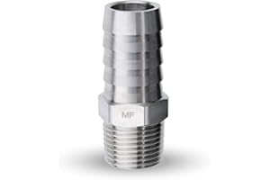 MAACFLOW MAACFLOW Stainless Steel 3/8" Male NPT to 5/8" Hose ID Barb Barbed Hose Fitting Adaptor Connector (Pack of 1)