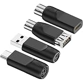WITRN PS2 to USB Adapter, 4-Pack Mouse and Keyboard Converter for Legacy PS/2 Devices USB Typec (Black)