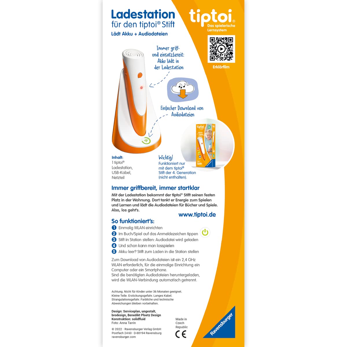 Ravensburger tiptoi Ladestation 00111 - lädt Akku und Audiodateien, Ladestation für den tiptoi Stift der 4. Generation 2