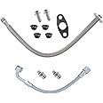 Engine Turbocharger Oil Return Drain Hose Line & Oil Feed Line Fit for 2004-2007 Dodge Ram 2500 3500 5.9L Replace 3970875 5135786AB w/Connectors gasket