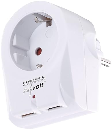 revolt USB Adapter Steckdose: 2in1-Steckdose mit 2-fach-USB-Netzteil, 2,1 A, Überspannungsschutz (Doppel USB Steckdose)
