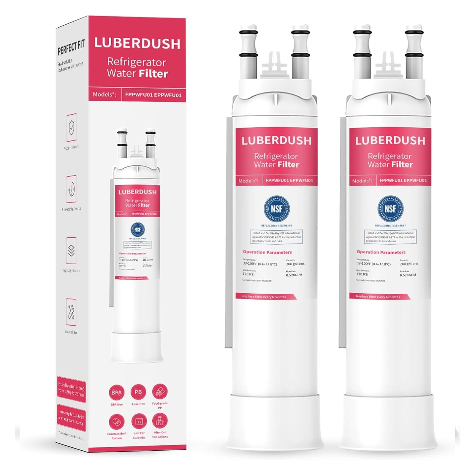 Photo 1 of ***FACTORY SEALED***FPPWFU01 Water Filter Replacement Compatible with Frigidaire FPPWFU01, PurePour PWF-1 PureAdvantage PWF-1 EPPWFU01(2 Pack)