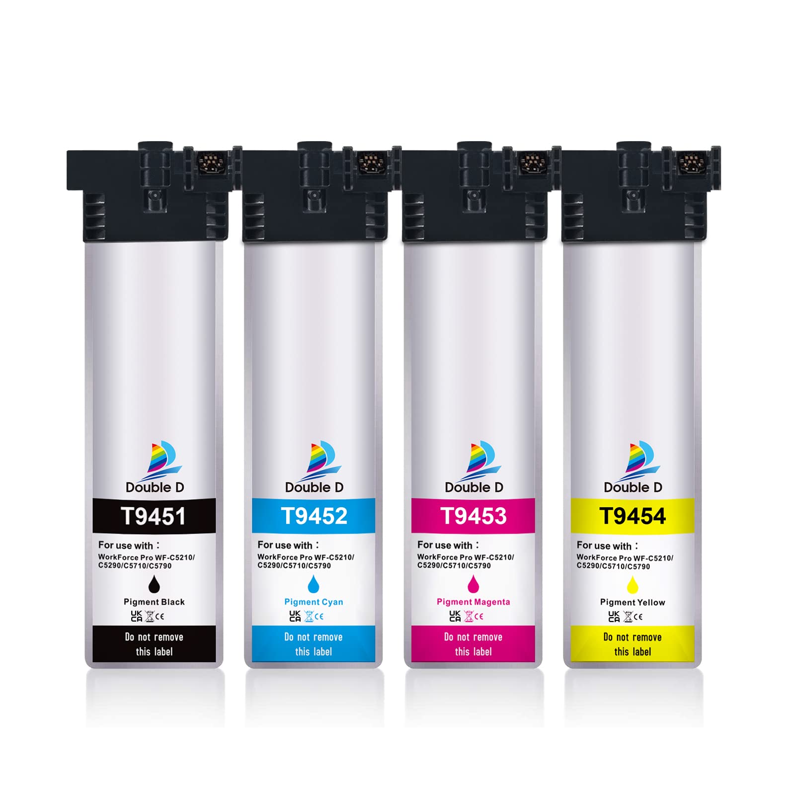 DOUBLE D T9451 Ink Cartridges Compatible with Epson T9451 T9452 T9453 T9454 Work for Epson WorkForce Pro WF-C5710DWF WF-C5790DWF WF-C5210DW WF-C5290DW WF-C5710 WF-C5790 (T9451-T9454 = 4PK)