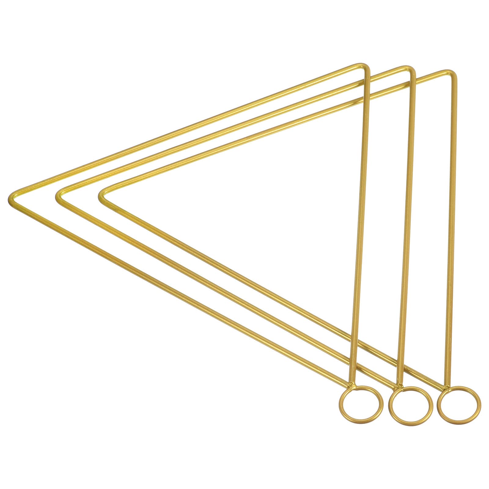 PATIKIL 10 Inch Triangle Metal Floral Hoop, 3 Pcs Gold Wreath Macrame Frame for Wedding Wreath Geometric Decor Party Wall Hanging, Gold Tone