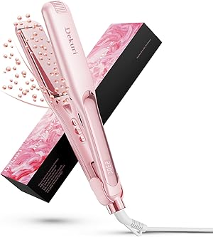 Dekuri Glätteisen, 42 mm breite Platten, wasserbasierter Keramik-Glätteisen Locken und Glätten, Haarglätter für Frauen, Temperaturbereich 120°C-230°C, Rosa