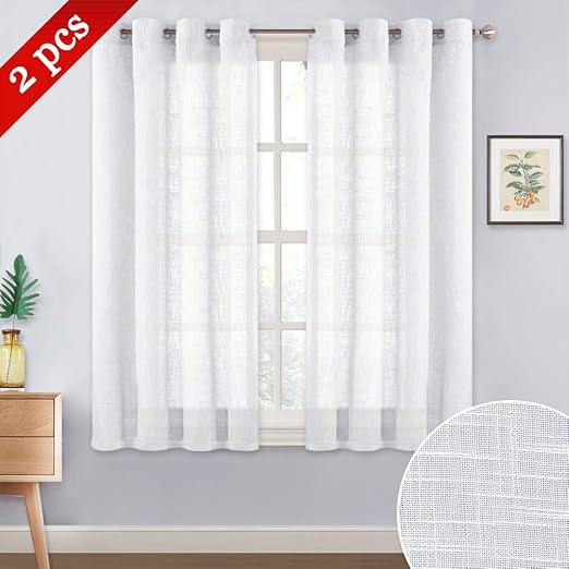 Amazon Com Nicetown Sheer Curtains For Small Window Thick Linen