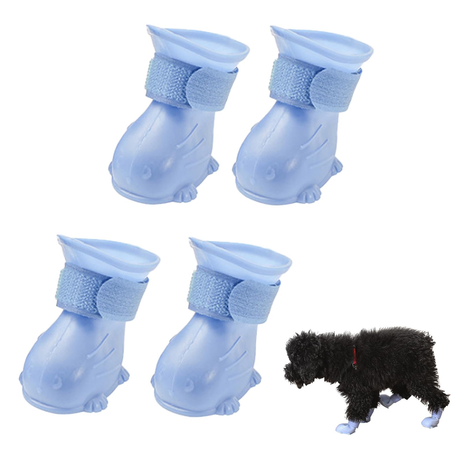 KASESSS 4 Pcs Elastomeric Dog Shoes, Dog Boots, Dog Shoes for Injured Paws, Anti-Slip Dog Paw Protectors, High Dog Boots Paw Protector, Waterproof Dog Boots with Adjustable Straps Foot Width 5.5cm