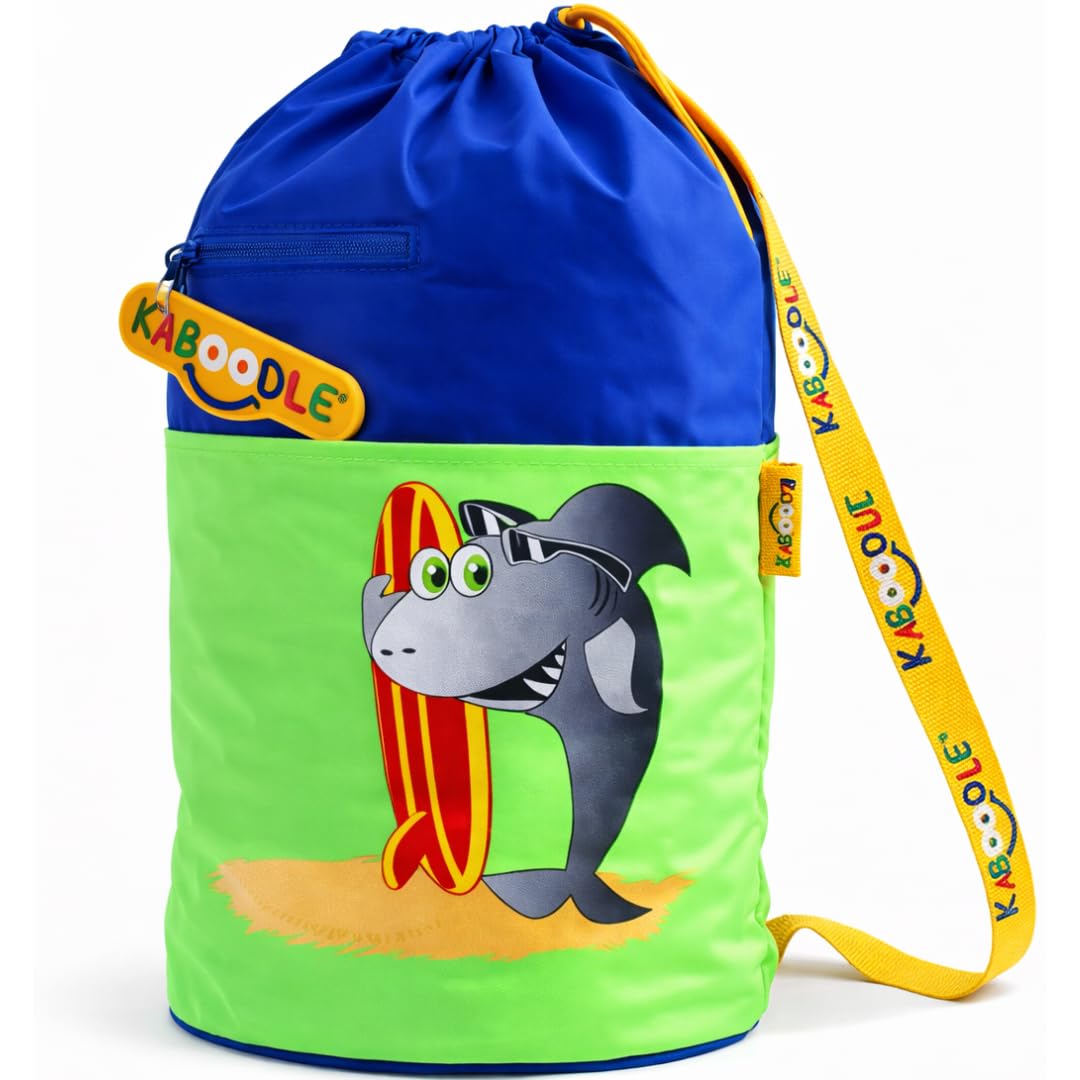 Kaboodle Childrens Waterproof Swim and Sports Bag - Royal Blue and Lime Shark
