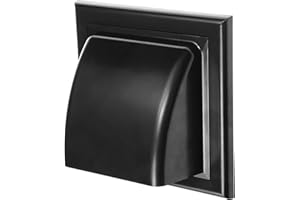Awenta 4 Inch Exhaust Hood Vent with Rain Cover/Black ABS Plastic Wall Vent Cover/HVAC & Clothes Dryer Vent Cover Outside/Wea