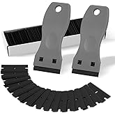 FOSHIO 2PCS Plastic Razor Blade Scraper Tool and 100PCS Plastic Blades for Gasket Remover, Sticker Remover, Labels Decal and 