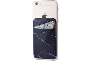 Fulgamo 2Pack Marble Adhesive Phone Pocket,Cell Phone Stick On Card Wallet Sleeve,Credit Cards/ID Card Holder(Double Secure) with Sticker for Back of iPhone,Android and All Smartphones-Black