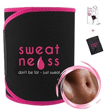 Sweatness Bauchweggürtel für Frauen Fitnessgürtel Neopren Schwitzgürtel mit Trainingsplan und Tasche Verstellbarer Bauchgürte