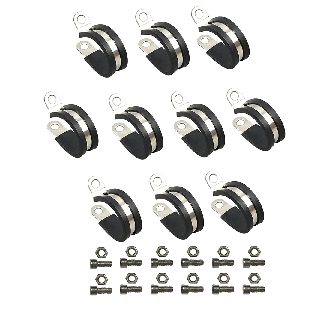 Ncheli 10 pcs Steel Cable Clamp,Ø 30mm Hose Clamp Pipe Pipe Clamp Stainless Steel Rubber Lined P Clips Hose Rubber Lined P Clips Pipe Clamp Clamps Wire