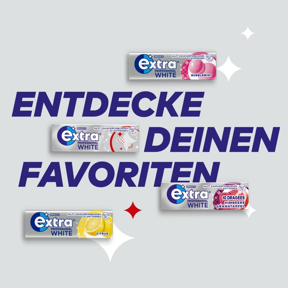 Extra Professional Kaugummi Zuckerfrei, White Citrus, 50 Dragees, Großpackung Chewing Gum, Xylitol Kaugummi ohne Zucke mit Zitronengeschmack Minz Frische (50 Dragees) 8