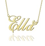 Ella Heart Name Necklace 18k Gold Plated Stainless