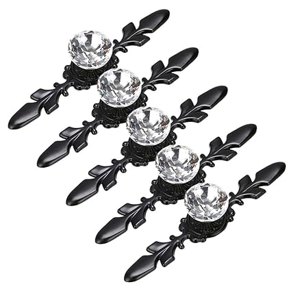 Btsky 5 Pack 170mm Crystal Drawer Knobs With Matte Black Plate