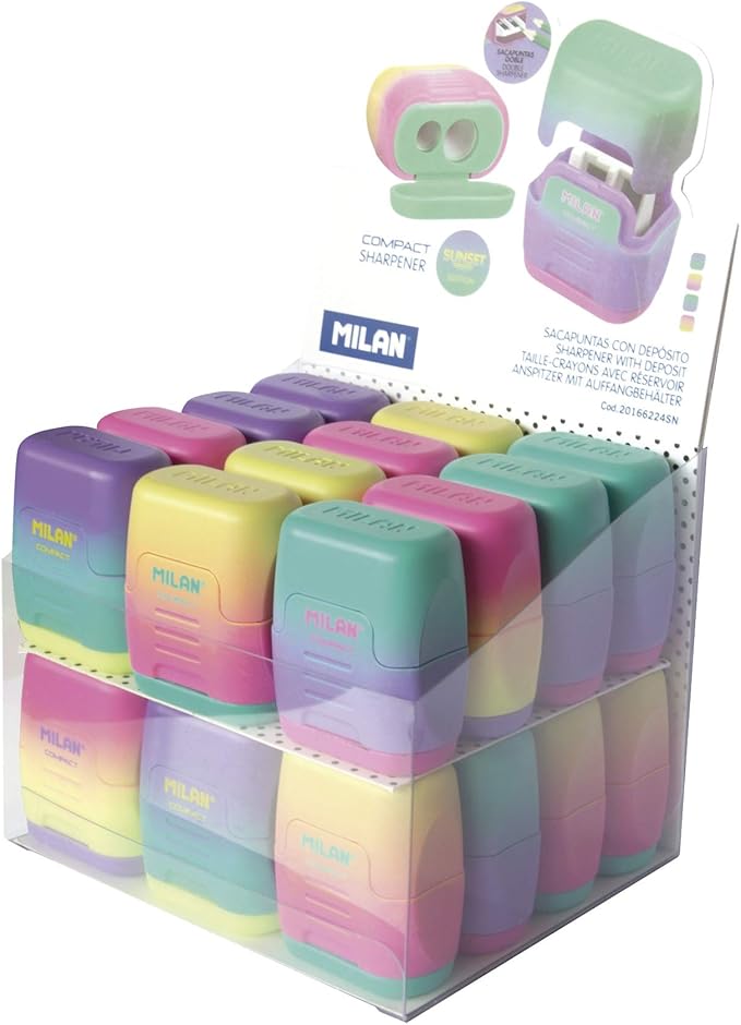 Caja expositora 24 sacapuntas COMPACT Sunset: Amazon.es: Oficina y papelería