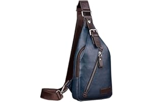 HEBETAG Leather Sling Bag Crossbody Backpack Daypack for Men Women Outdoor Travel Camping Fishing Hunting Hiking Crossbody Shoulder Chest Pack