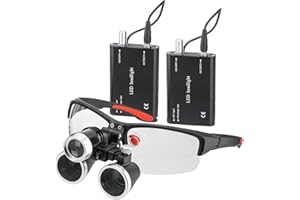 PER4MANCE Dental Loupes with Light 3.5X, Rechargeable, Includes Two Batteries & Portable Storage Bag, Ideal for Dentists and Hygienists