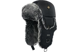 ALKAIDSTAR Fur Winter Trapper Hat,Unisex Taslon Faux Fur Aviator Ski Trapper Trooper Pilot Hat,Snow Eskimo Hat with Ear Flaps