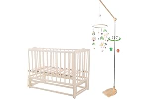 TUIIOPOLI Crib Mobile Wooden Arm, Free Lifting and lowering 67 Inches Standing Mobile Arm Suitable for All Cribs 100% Natural Larch Hanger Nusery Decor Baby Room Safe Holder(Mobile is not Included