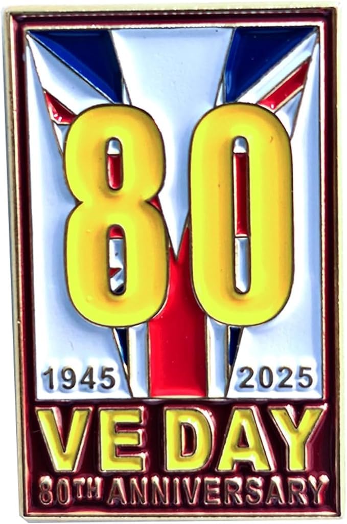 VE Day 2025 80th anniversary Pin Badge Brooch Celebrations Union Jack Flag Decorations Memorabilia (1)