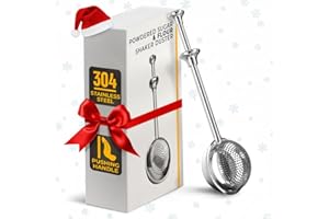 LIBERHAUS Flour Shaker Duster – 304 Stainless Steel Flour Duster for Bread Baking with Spring Handle – Cocoa, Cinnamon, Spices & Powdered Sugar Shaker Duster with One-Handed Operation | Dishwasher Safe