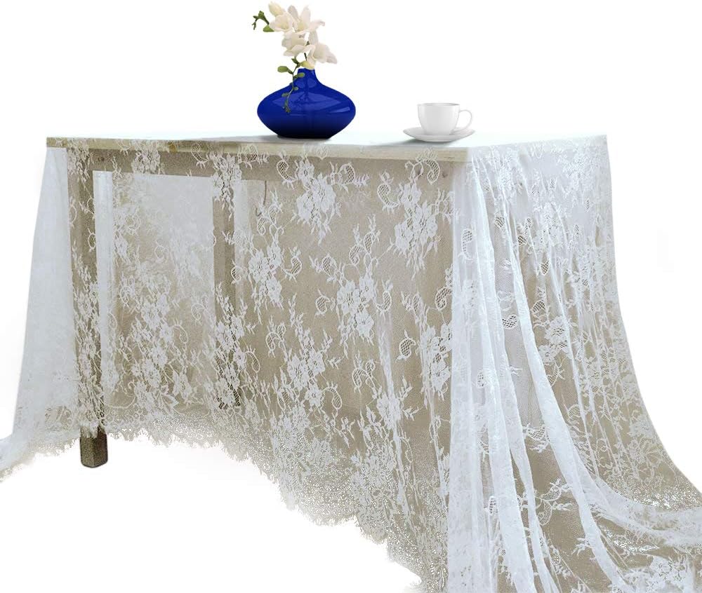 Best white table cloth lace detail