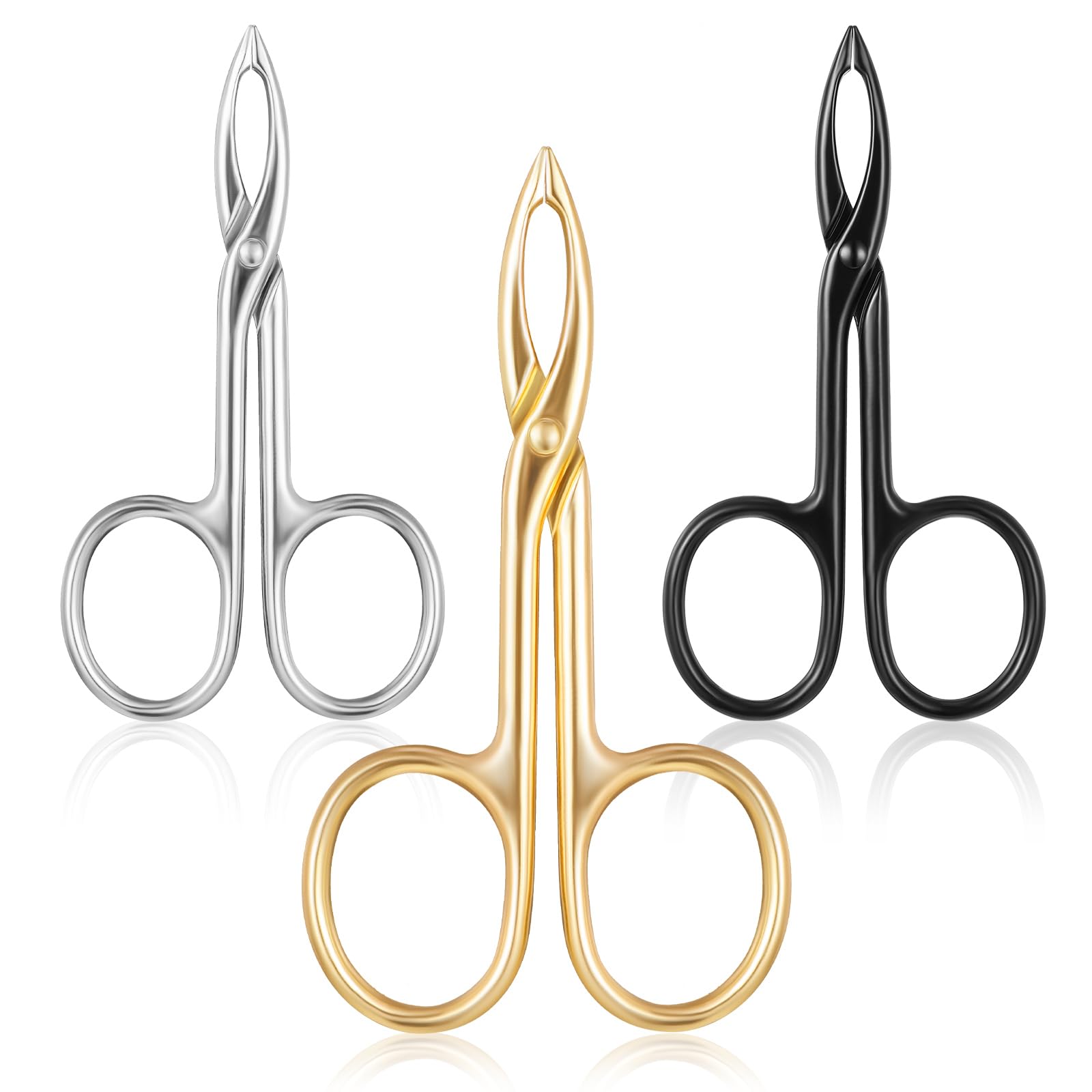 Photo 1 of 3Pcs Precision Scissor Tweezers, Eyebrow Tweezers with Scissor Handles, Pinzas Para Cejas for Women Facial Hair and Eyebrow Care(Gold, Silver, Black)