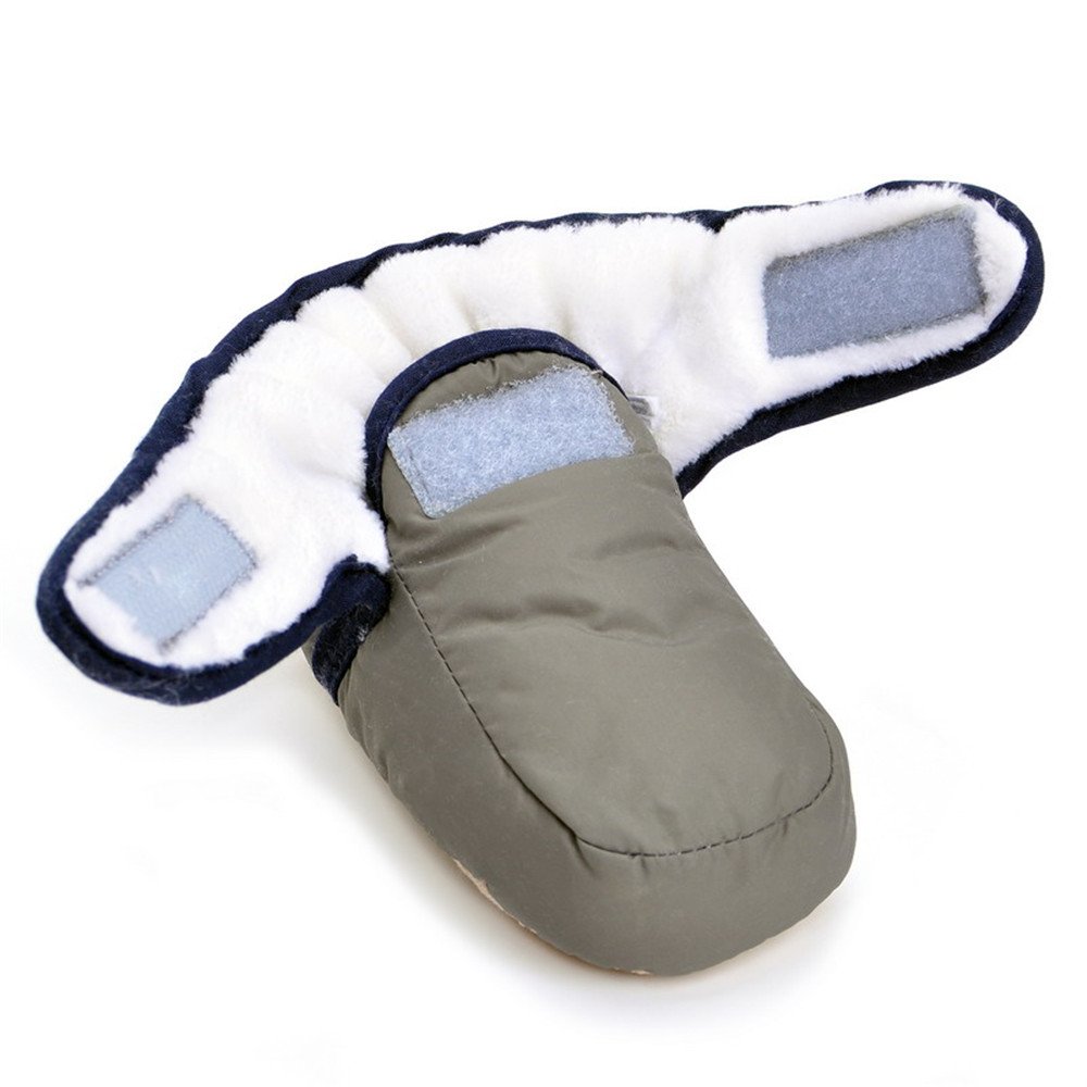 Estamico Baby Boys Girls Hook and Loop Winter Warm Boots Crib Shoes Gray 0-6 Months