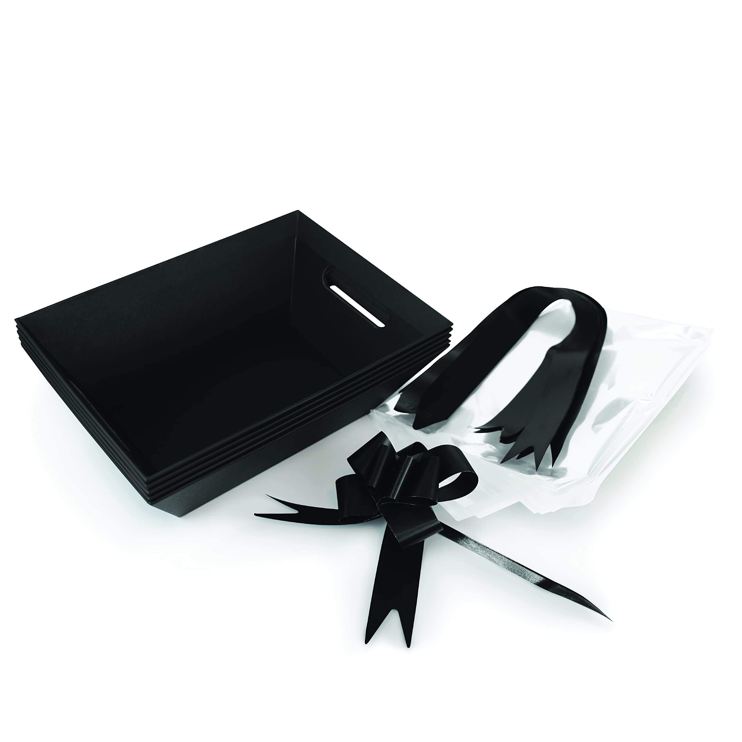 Photo 1 of [5PK] Bulk Baskets For Gifts Empty To Fill | Gift Basket Kit- Small 8x10” Kraft Basket, Basket Bags, Gold Bows | Christmas, Valentines, Bridesmaid, Easter | Gift To Impress- Upper Midland (Black)