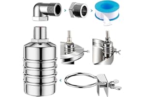 MUSIBO Float Valve,1/2" to 3/4'' water level control float valve, 304 Stainless Steel Fully Automatic Watershut off valve, Automatic Water Level Controller for Tank, Pool, Livestock Troughs.