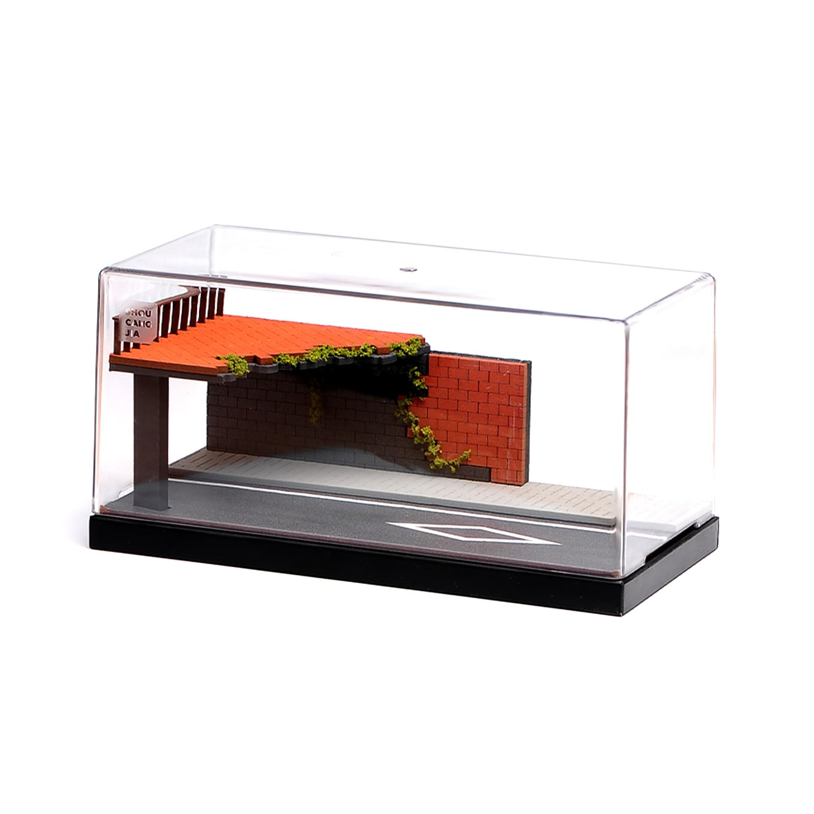 Photo 1 of 1/64 Model Car Display Case Diorama Garage,Simulated Parking Lot Model Miniature Scene Parking Lot PVC Assembly with Light Parking Space Model Display Frame Toy Display Box (Highway Scene Garage)