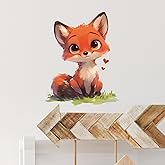 RoyoLam Cute Sitting Little Red Fox Wall Decal Nursery Animal Wall Sticker Removable Peel and Stick Wall Art Decor for Kid Baby Classroom Preschool Living Room Playroom Bedroom School