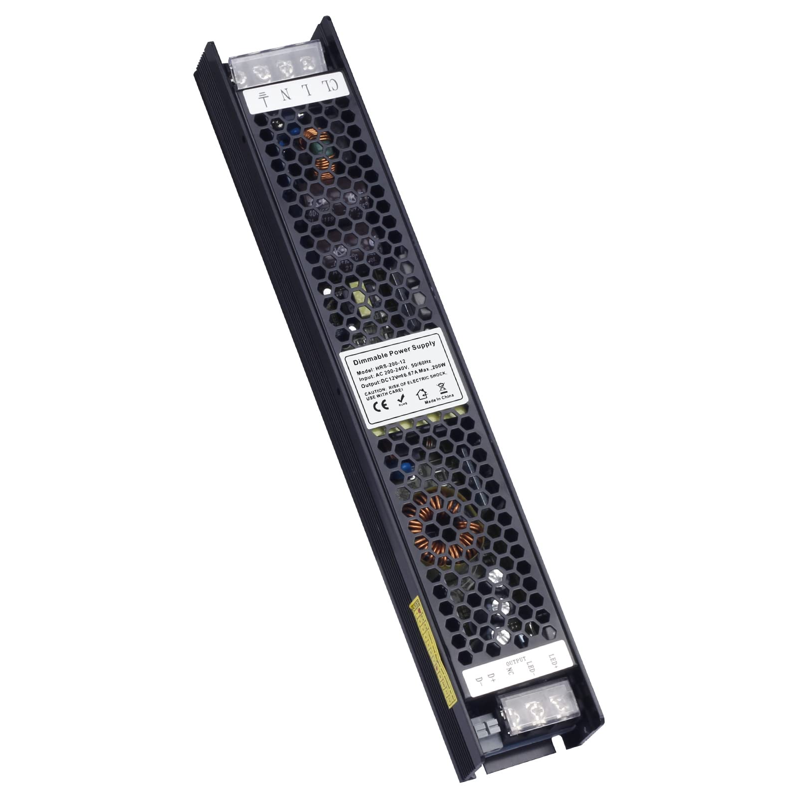 VARICART LED Driver 12V Dimmable 200W, 240V to 12V Transformer 16.6A, Constant Voltage Output Switching Power Supply, Universal Regulated Adaptor, TRIAC & 0/1-10V Dimming, for LED Strip Bulbs