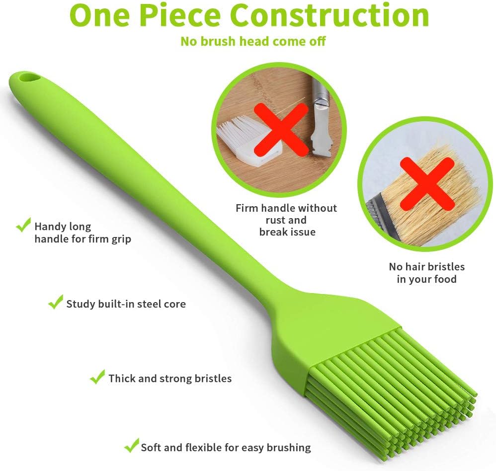 Topsome Silicone Basting Brush, Pastry Brush Heat Resistant BPA Free, BBQ Grill Barbeque & Kitchen Baking Set Oil Brushes for Cooking Soft Bristles Long Handle with Spatula (5 Pack) : Garden & Outdoor