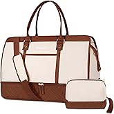BOLOSTA Large Weekender Bags for Women with Shoe Compartment & Wet Pocket, Carry on Overnight Bags with Toiletry Bag, Personal Item Travel Duffle Tote Bag for Travel, Gym, Business, Brown