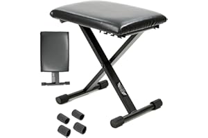 Stage Rocker Adjustable Keyboard Bench with Non-Slip Balanced Leg Tips, 17-19” Tri-Height Adjustment, Portable and Foldable, Suit for Busking, Stage Performance, Home Practice