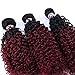Kinky Curly Synthetic Hair Weave 16 18 20 Inches 3 Bundles Black and Burgundy Ombre Synthetic Hair Extensions