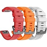 NotoCity Compatible with Fenix 6X Pro Band 26MM Watch bands For Fenix 6X Pro/Fenix 5X/Fenix 5X Plus/Fenix 7X/Fenix 3/HR/Tactix/Descent MK1/D2 Delta PX/D2 Charlie(Red/orange/white)