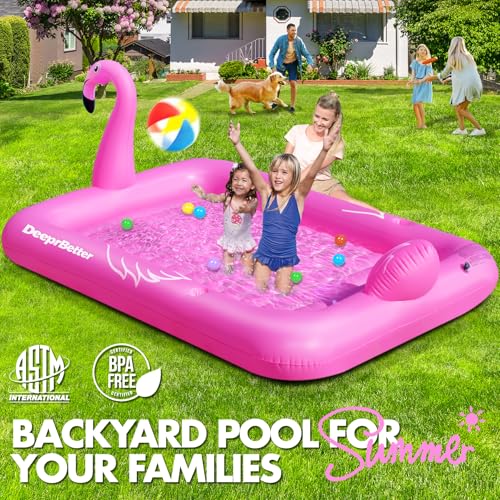 DeeprBetter Swimming Pool Mat for Adults, Flamenco Inflatable Pool Mat with Coasters, Large Inflatable Pool Mat 205 x 150 cm, Floats for Adults Pools with Pillow Beach Mats