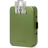 ZOMCHI Razor Blade Bank for Used Double Edge Blades, Olive Green | Compact Metal Container, Slot Opening, Helps Store Used Double Edge Blades, Suitable For Bathroom Counter Or Travel Kit