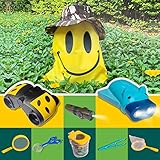Kids Explorer Kit & Bug Catcher Kit, Outdoor Adventure Set for Boys/Girls Aged 3-12 Year Old , Boy-Gifts with Hat, Binoculars, Flashlight,5 in 1 Whistle Compass, Magnifying Glass, Butterfly Net