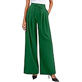 PRETTYGARDEN Womens Spring Wide Leg Dress Pants Business Casual Work High Waist Baggy Tie Trousers Pleated Palazzo Slacks