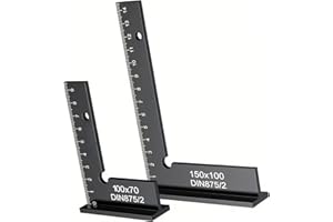 2 PCS 150 * 100+100 * 70 Aluminum Alloy Flat Square Ruler, Angle Ruler with Base and Blade