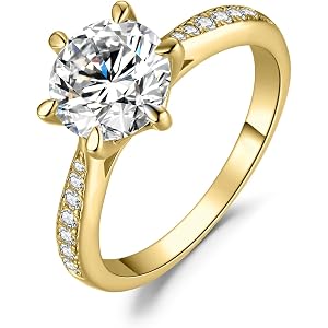 JewelryPalace Classic 1ct 2ct 3ct Moissanite Solitaire Engagement Rings for Women, 925 Sterling Silver Promise Ring for Her,